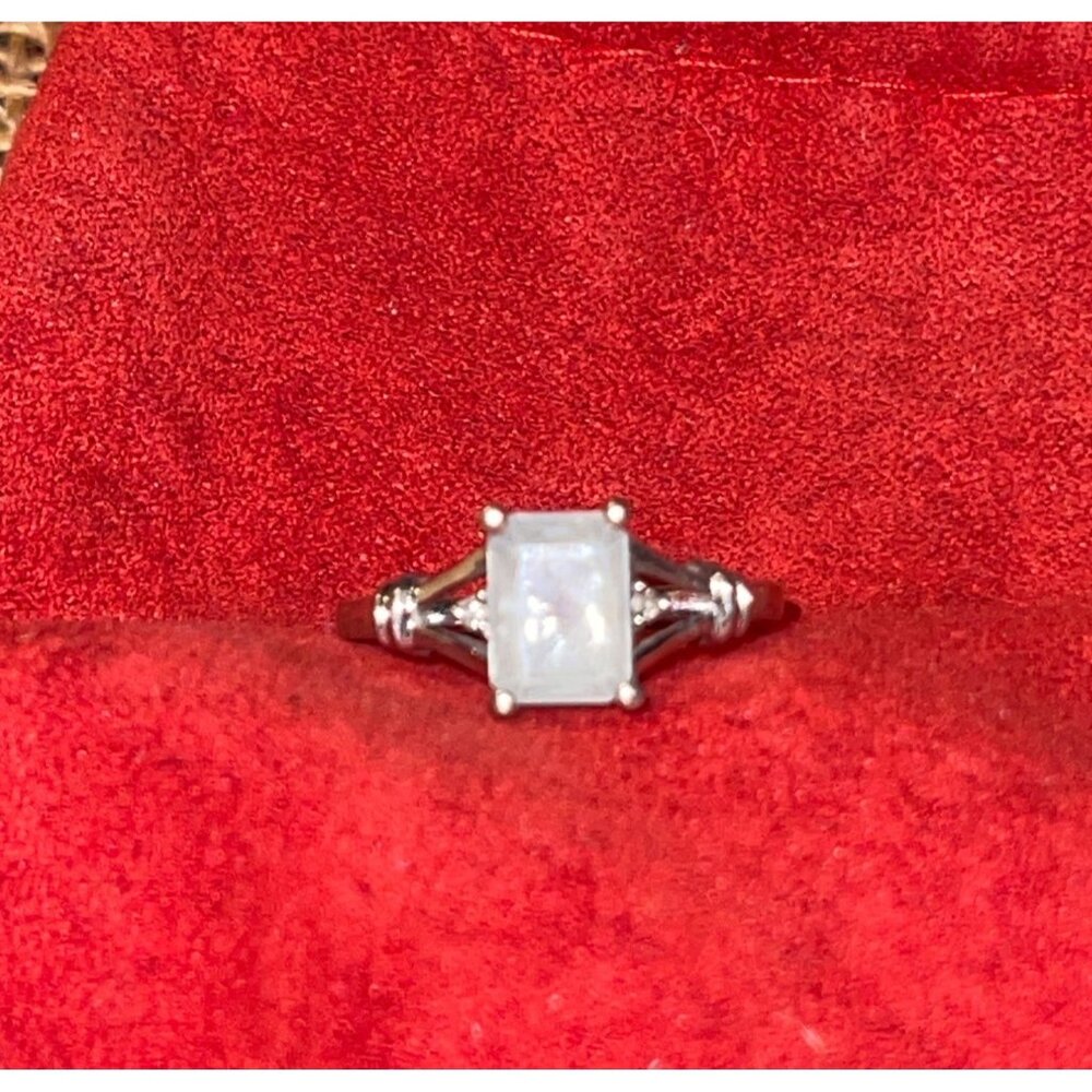 14k white Gold Aquamarine and Diamond Ring Signed Stunning Gift! Please Read - Picture 3 of 13
